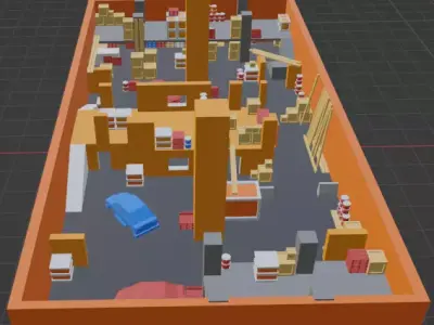 LOWPOLY  FPS  TDM  GAME MAP 3D model