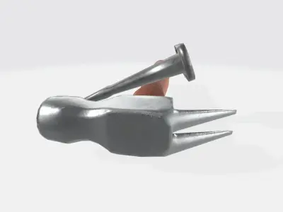 Hammer and chisel Low-poly 3D model