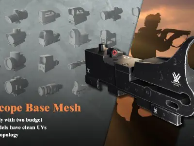 20 Gun Scope Base Mesh - Game Ready Low-poly 3D model