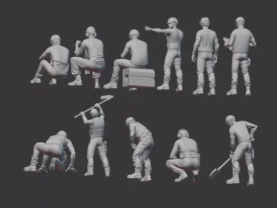 Construction Worker  Diorama Figure 3D print model