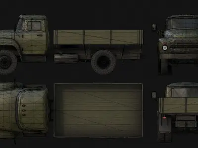 Soviet Military Truck Low-poly 3D model