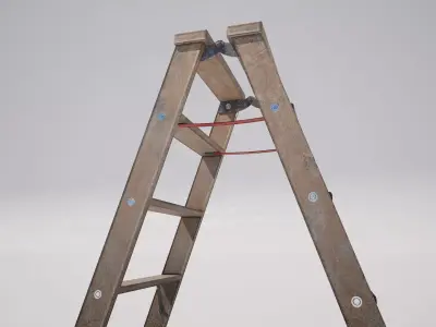  Wooden Folding Stepladder Low-poly 3D model