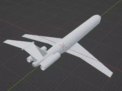 Fictional Twin Rear Engine Jetliner DC-9-80 Inspired series 3D model