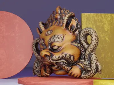 Union of the Sun and Moon sculpt Low-poly 3D model
