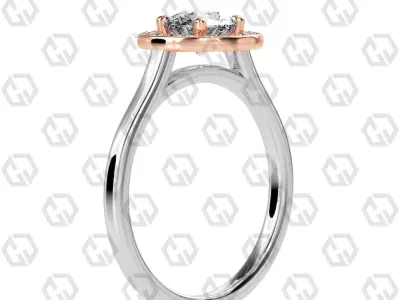 Ring 189 Round Shape Cathedral Halo with Gems 3D print model