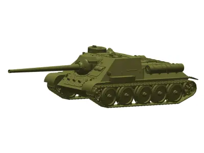 SU-100 Self-propelled anti-tank gun 3D model purchase