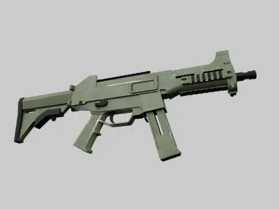 Assault rifle Low-poly 3D model 9