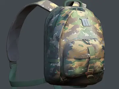 Backpack Camping Generic military human bag storqge baggage Low-poly 3D model 6