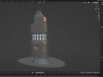 Low poly Sci-fi tower Free low-poly 3D model