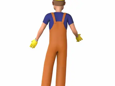 Cartoon Worker Character Low-poly 3D model