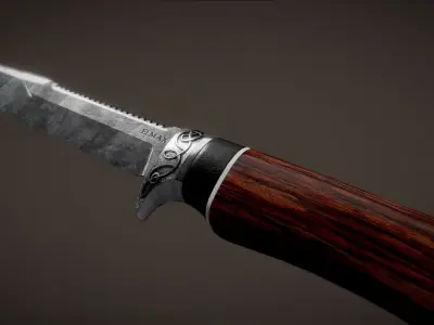 Hunter Knife Low-poly 3D model
