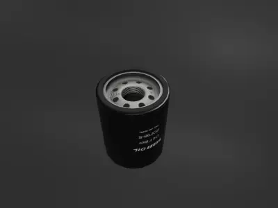 Oil filter and Box 7x7x9cm Low-poly 3D model