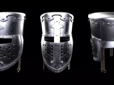 Medieval knight helmet warrior 3D model buy