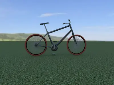 Cycle bicycle in grass Low-poly 3D model
