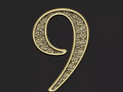 Floral numbers design gothic gold silver ancient formal royal  3D print model