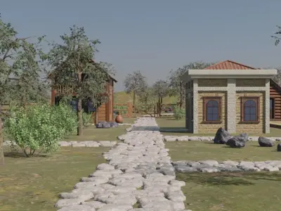 Charming Village Layout 3D model
