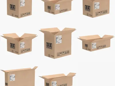 Open Cardboard Box Collection(1) 3D model