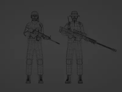 Low Poly Soldiers Rigged Free Free 3D model