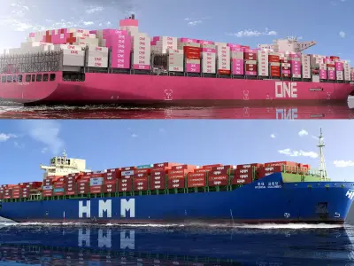 2 types Container ships  3D Model Pack