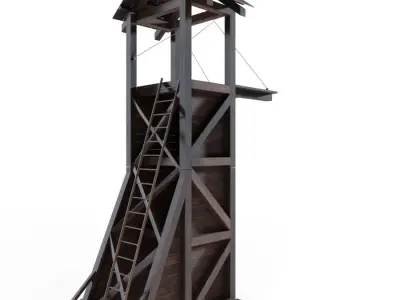 Tower siege medieval Low-poly 3D model