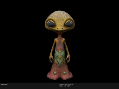 Low Poly Stylized Alien Statue Low-poly 3D model