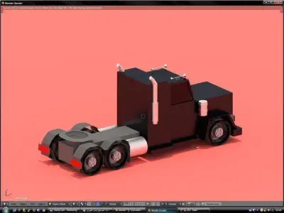 low poly truck semi Low-poly 3D model