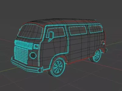 Low Poly Van Stylized Game Ready Vehicle FBX STL OBJ Low-poly 3D model