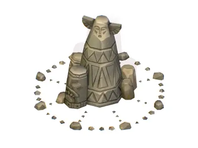 Handpaint Cartoon Stone Memorial Totem Symbol Low-poly 3D model 2