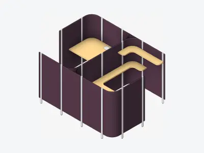 Office Pod - Workspace - Officetec - Side To Side Low-poly 3D model