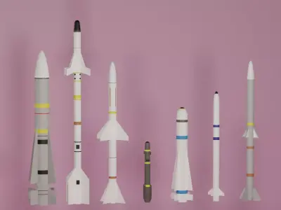 Aircraft Missiles Collection Low-poly 3D model