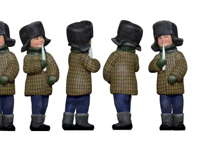 001338 a boy with sosulka and in plaid jacket 3D model