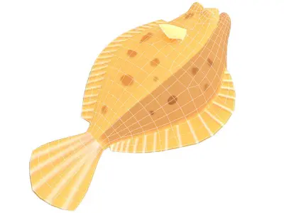 Common Dab Animated Fish  Low-poly 3D model