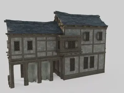 Medieval architecture houses folk dwellings 3D model
