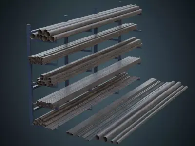 Pipe Rack 1B Low-poly 3D model