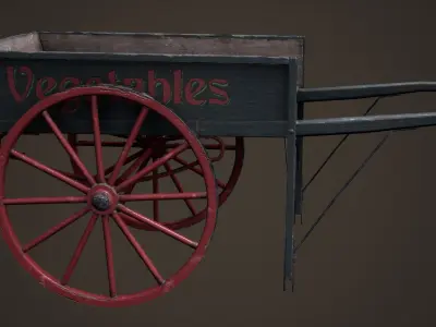 Hand drawn cart Low-poly 3D model