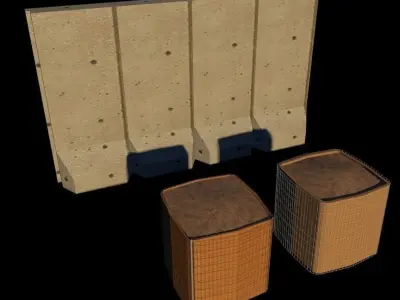 Hesco and T-Wall Barrier Free low-poly 3D model