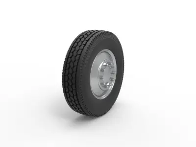 Front custom wheel of semi truck Version 2 Scale 1 to 25 3D print model