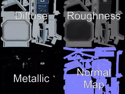 Futuristic Control Panel model pack with digital screen and b... Low-poly 3D model