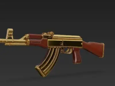 Gold AK 47 gun 3D model