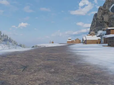 Mountain Village In Winter 3D model