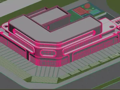 Commercial buildings on the street 3D model