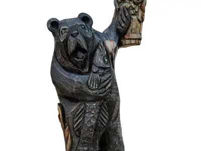 Park Dog Figurine with Fish and Beer 3D model