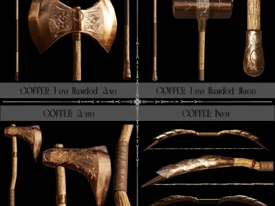 Medieval Weapon Colection Low-poly 3D model