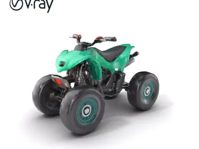Forest Green Quad Bike with Aerodynamic Frame model pack Low-poly 3D model