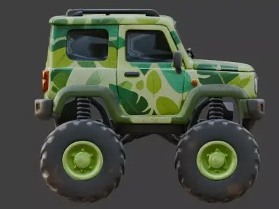 Stylized Jungle Mossy SUV Scout 3d Low-poly 3D model