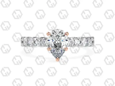 Ring 97 Pear Shape prong set round on shank with Gems 3D print model