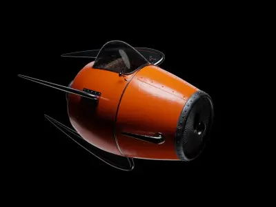 Retro Cartoon Space Rocket - Stylized vintage toy spaceship 3D model