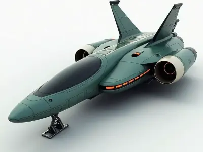 Modern Spaceship 3D model Low-poly 3D model