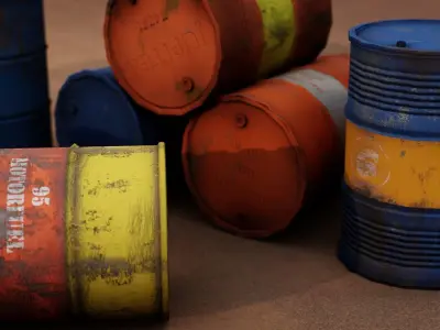 Oil Barrel Prop Low-poly 3D model