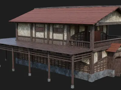 Medieval House Building 4K Textures GameReady 160 Low-poly 3D model